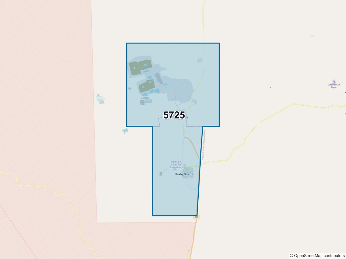 Map of postcode 5725 — Roxby Downs, SA, Australia