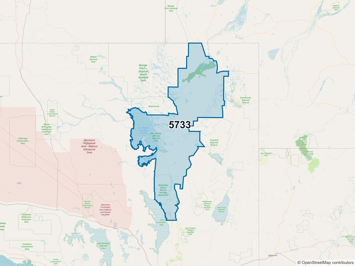 Map of postcode 5733 — Marree, SA, Australia