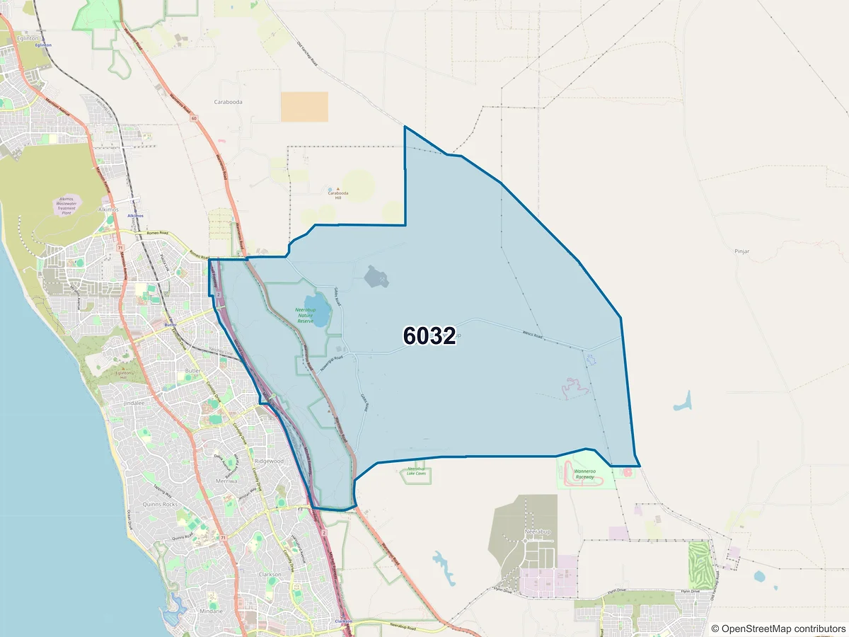Map of postcode 6032 — Nowergup, WA, Australia