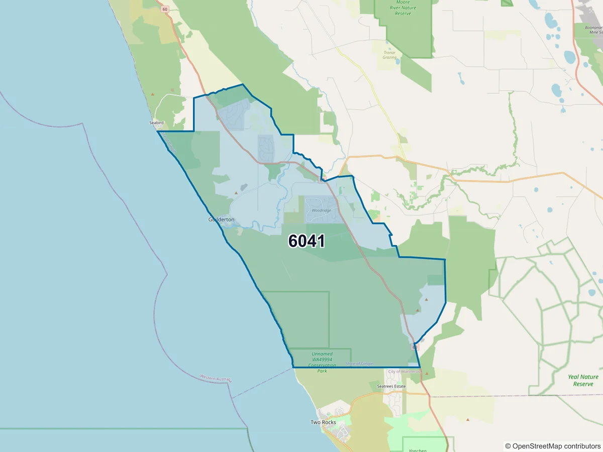 Map of postcode 6041 — Guilderton, WA, Australia