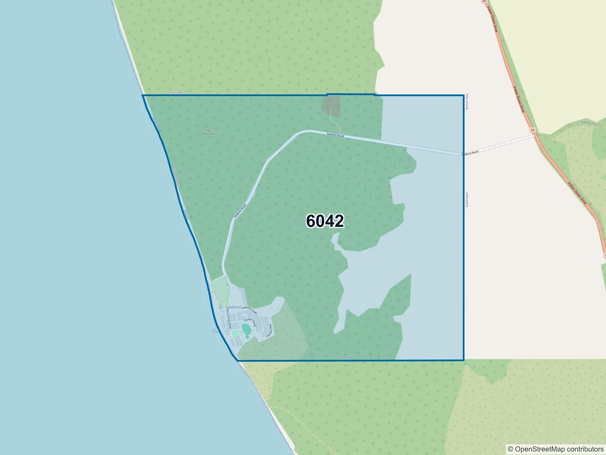 Map of postcode 6042 — Seabird, WA, Australia
