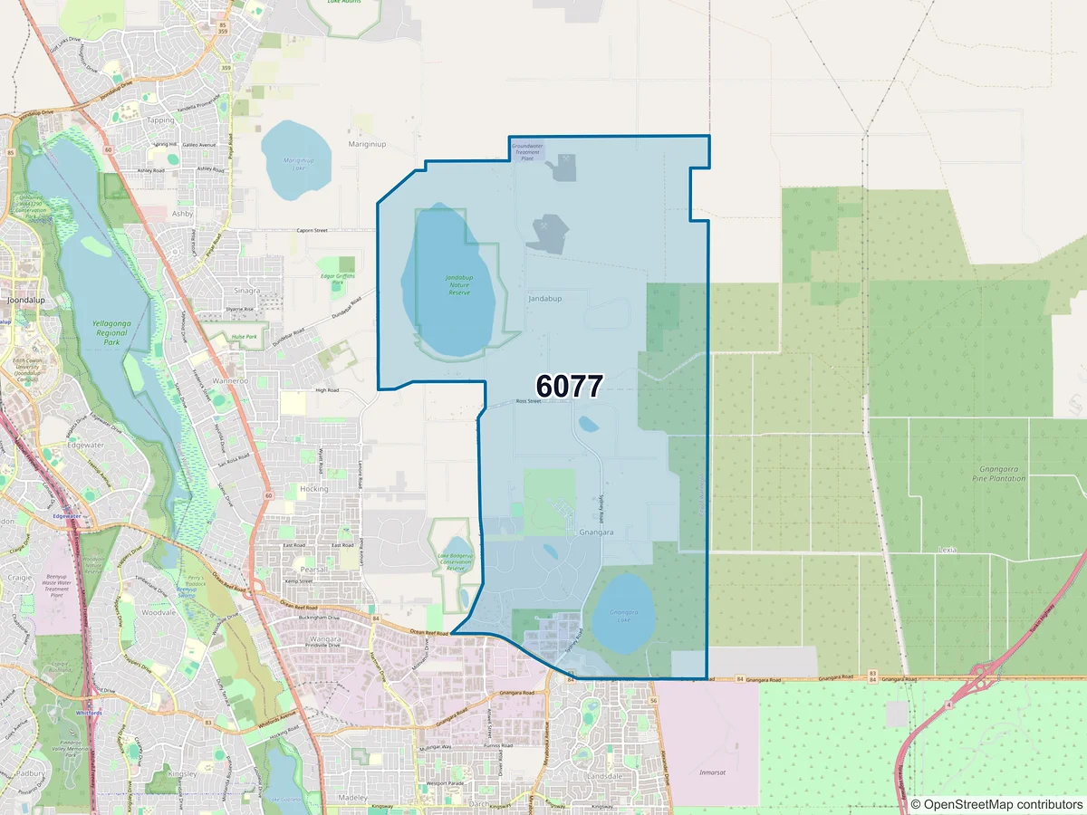 Map of postcode 6077 — Gnangara, WA, Australia