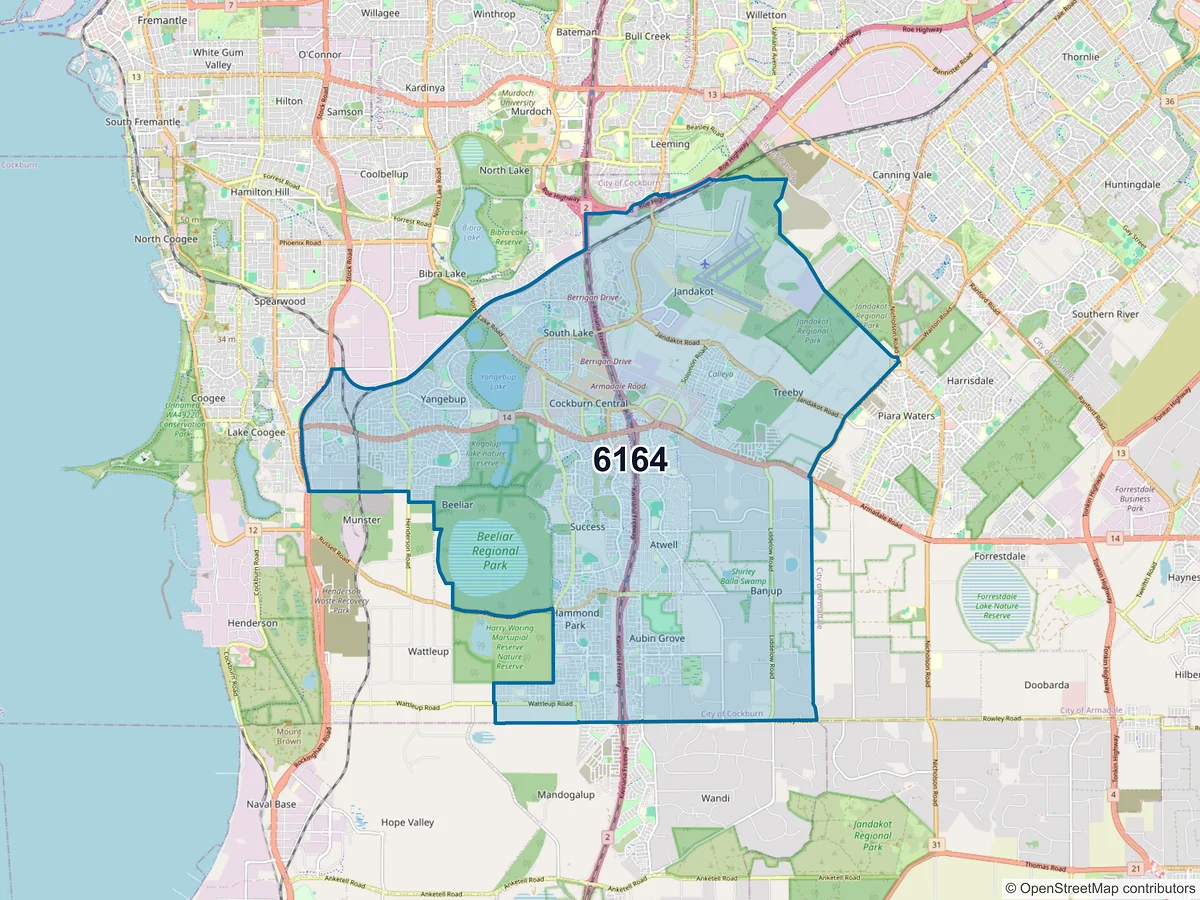 Map of postcode 6164 — Success, WA, Australia