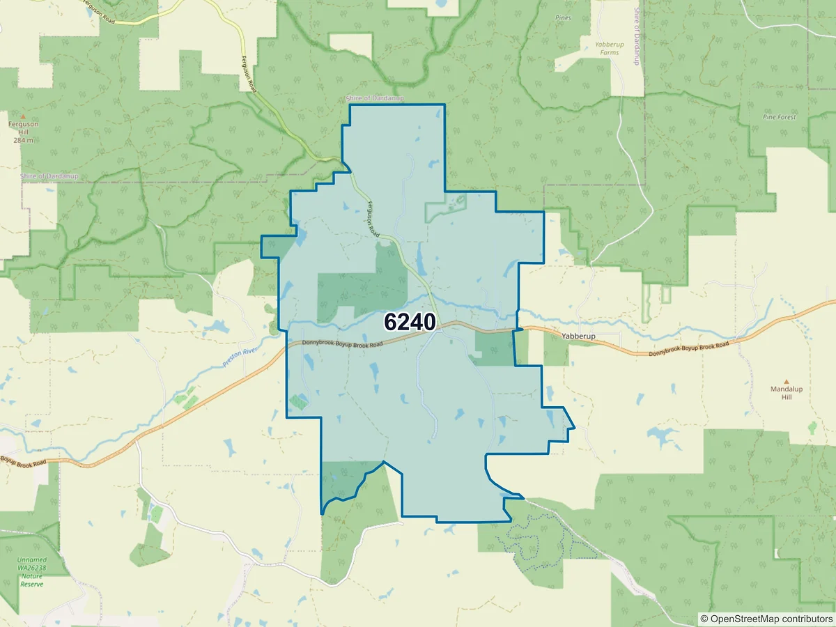 Map of postcode 6240 — Lowden, WA, Australia