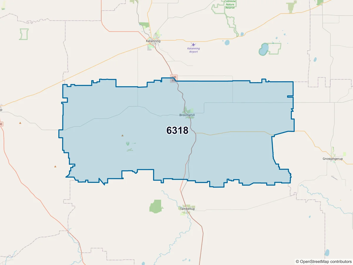 Map of postcode 6318 — Broomehill Village, WA, Australia