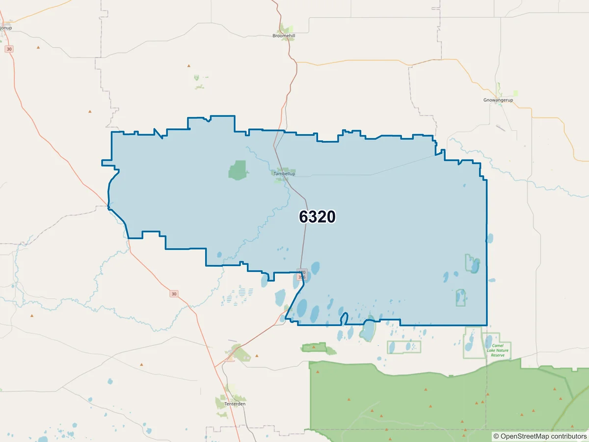 Map of postcode 6320 — Tambellup, WA, Australia
