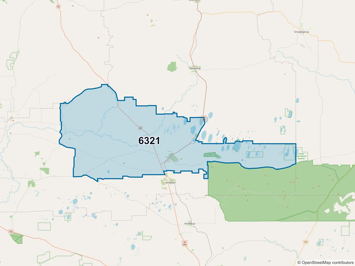 Map of postcode 6321 — Cranbrook, WA, Australia