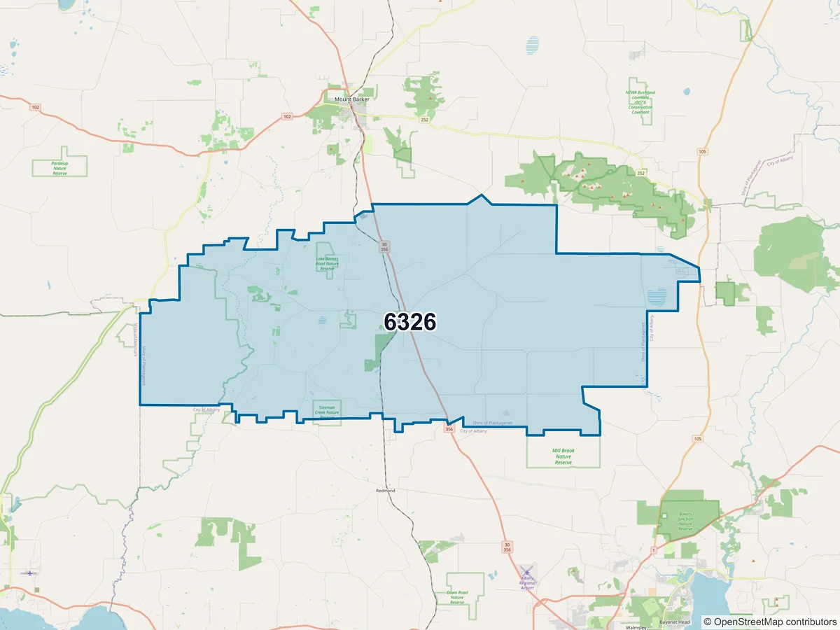 Map of postcode 6326 — Narrikup, WA, Australia