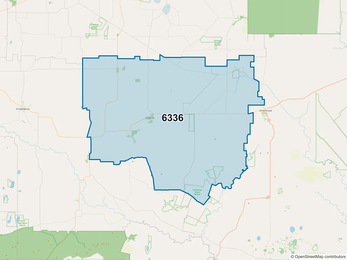 Map of postcode 6336 — Ongerup, WA, Australia