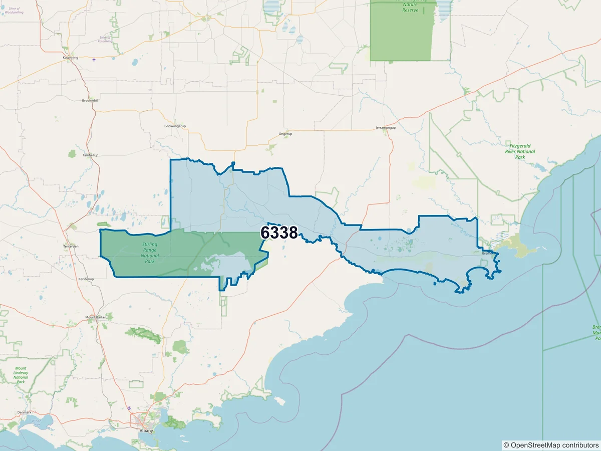 Map of postcode 6338 — Bremer Bay, WA, Australia