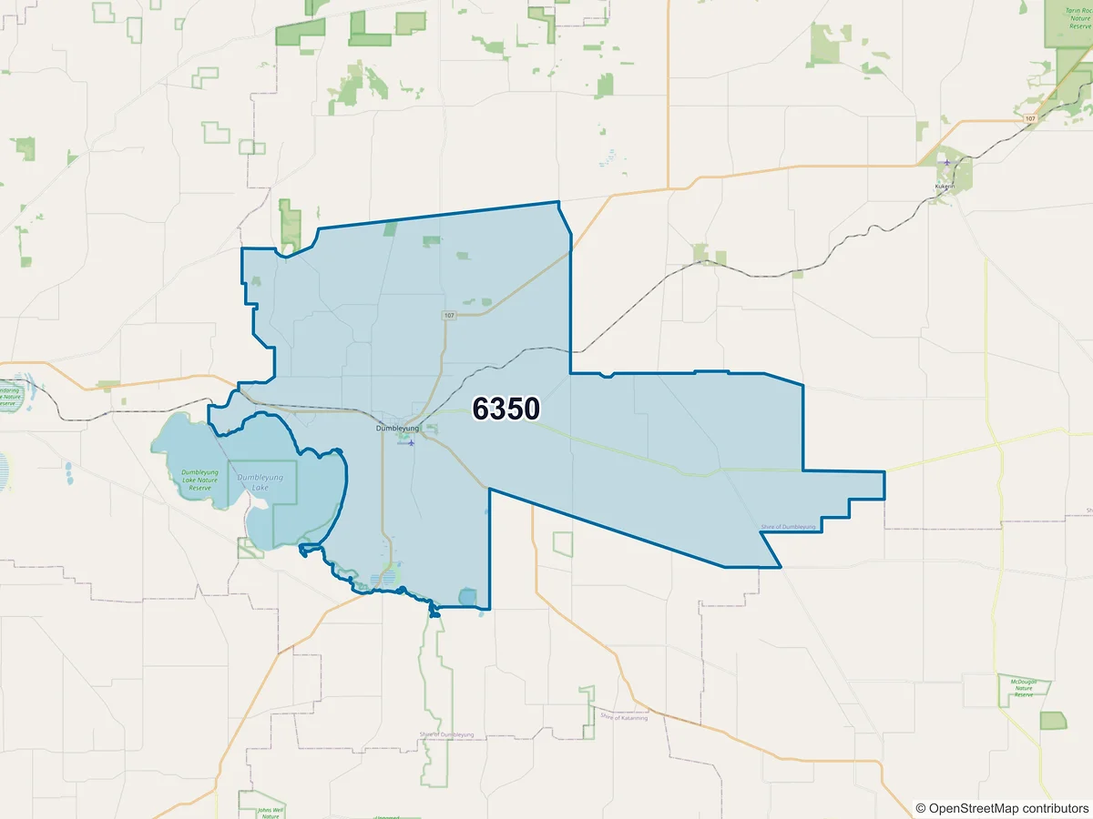 Map of postcode 6350 — Dumbleyung, WA, Australia