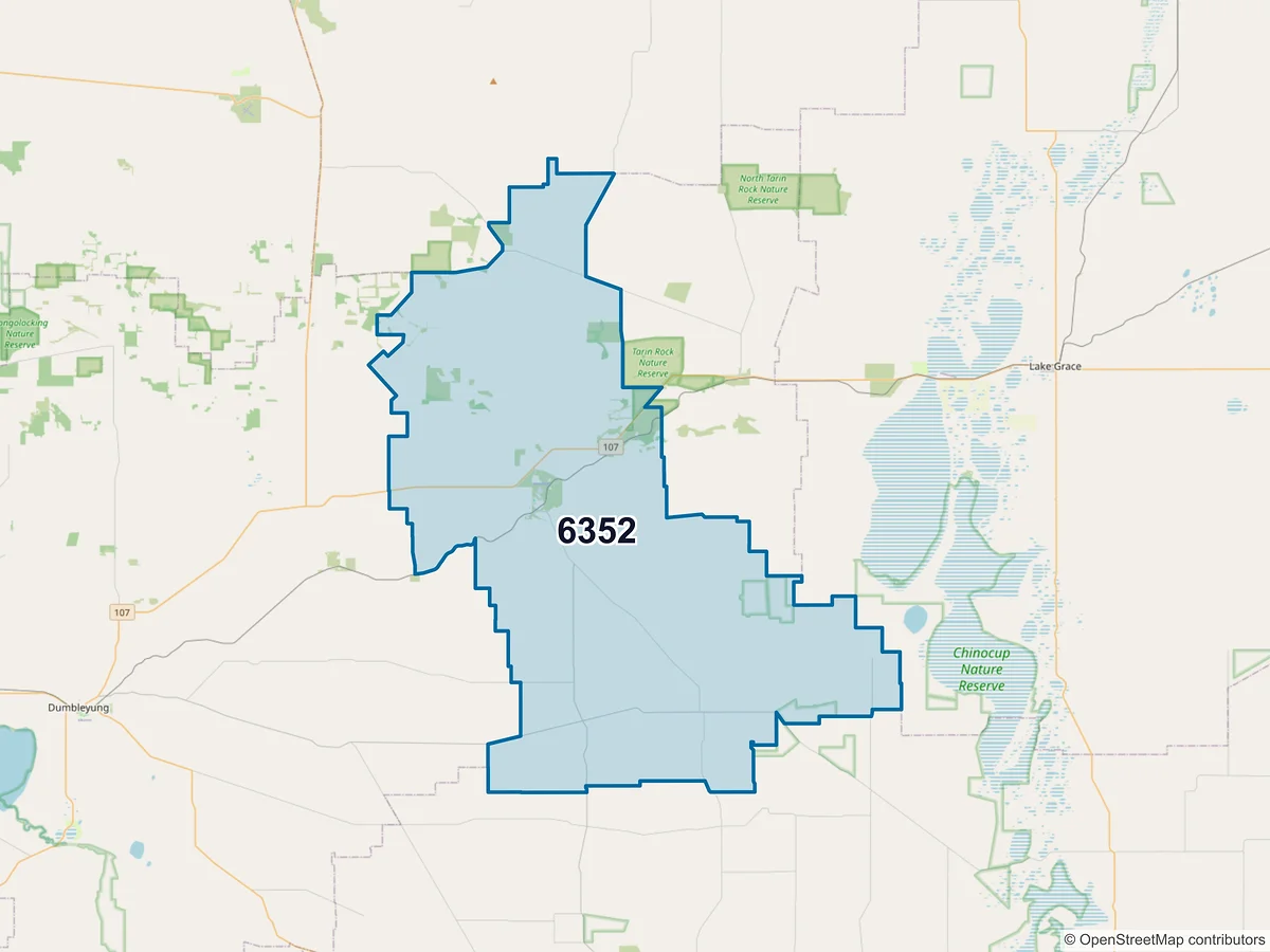 Map of postcode 6352 — Kukerin, WA, Australia