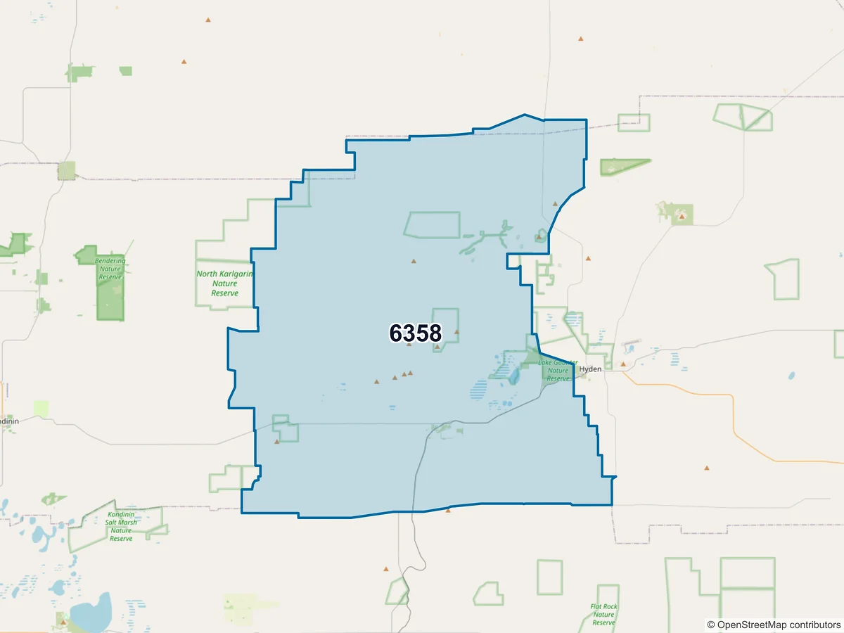 Map of postcode 6358 — Karlgarin, WA, Australia