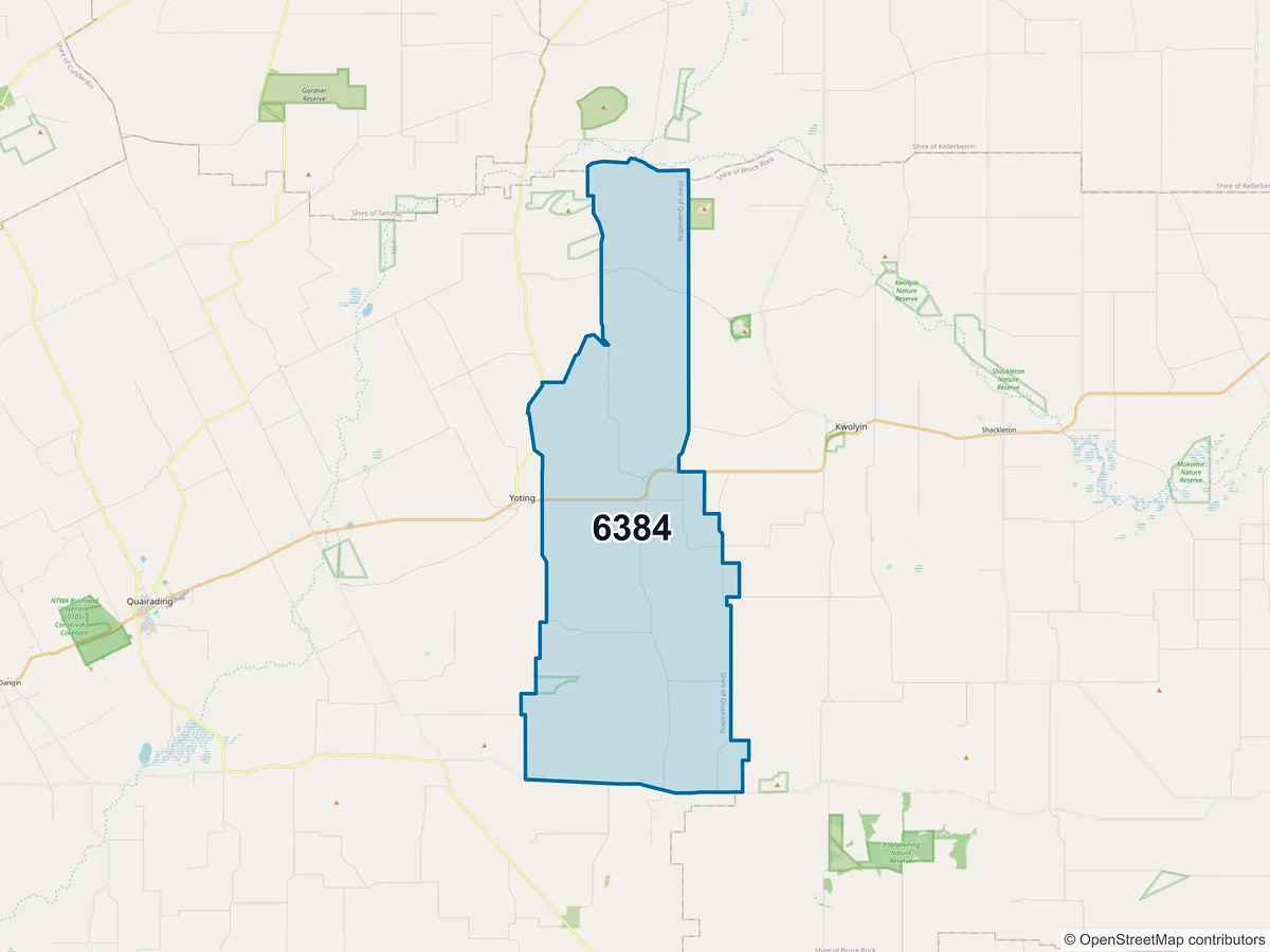 Map of postcode 6384 — Pantapin, WA, Australia
