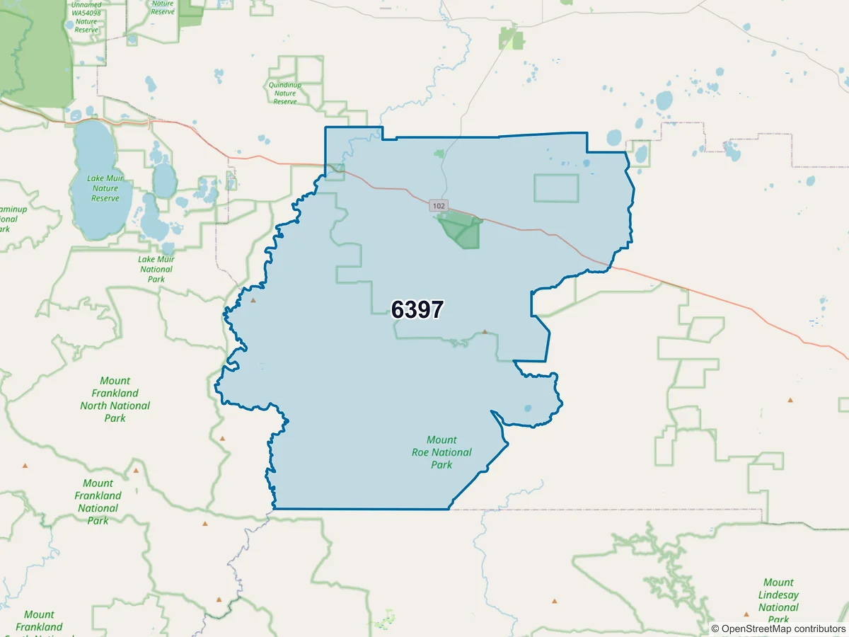 Map of postcode 6397 — Rocky Gully, WA, Australia