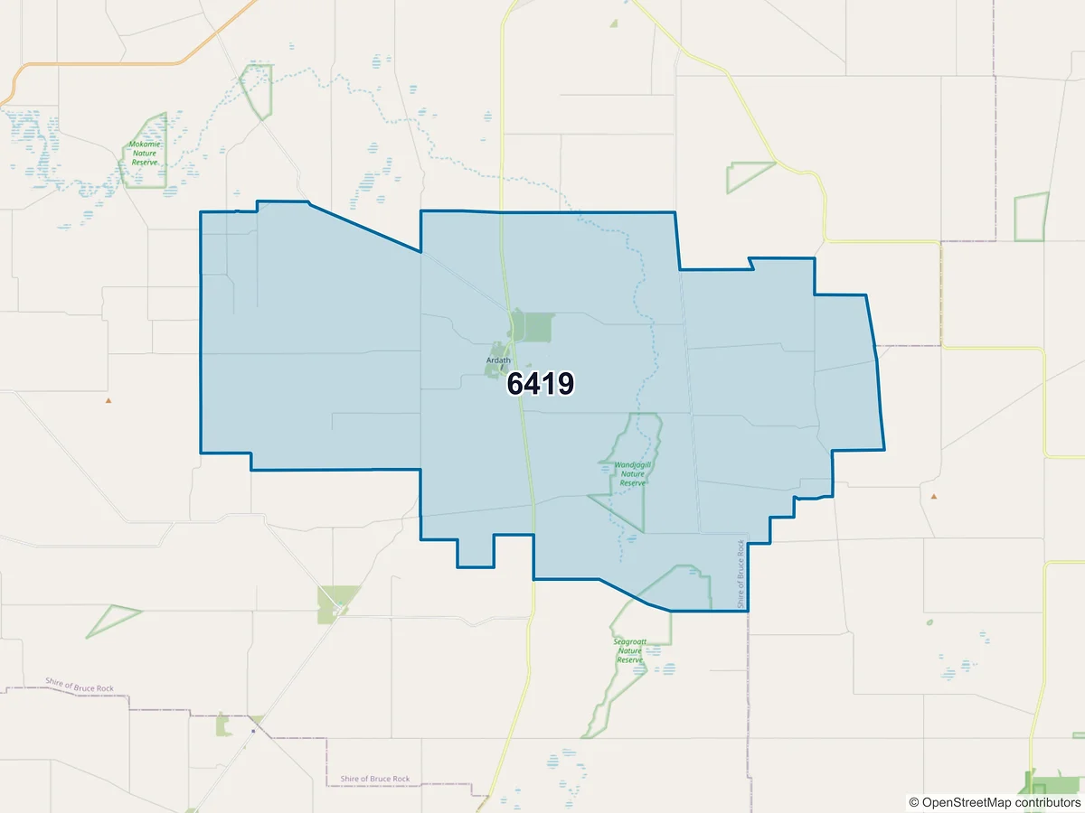 Map of postcode 6419 — Ardath, WA, Australia