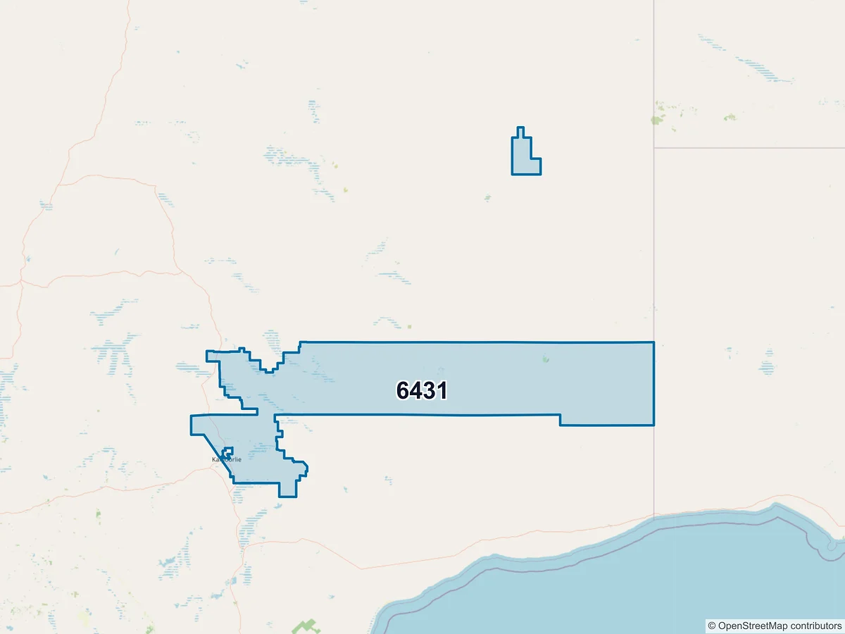 Map of postcode 6431 — Warburton, WA, Australia