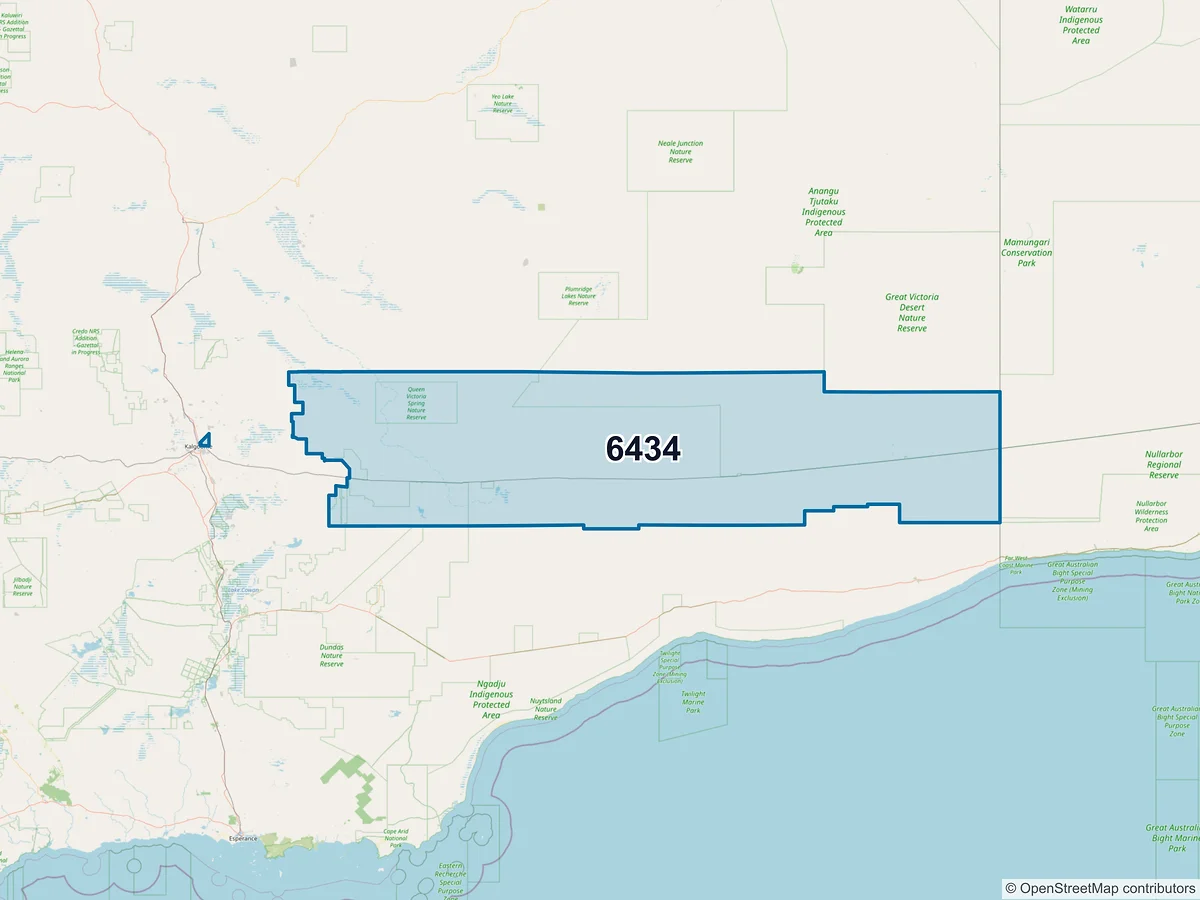 Map of postcode 6434 — Parkeston, WA, Australia