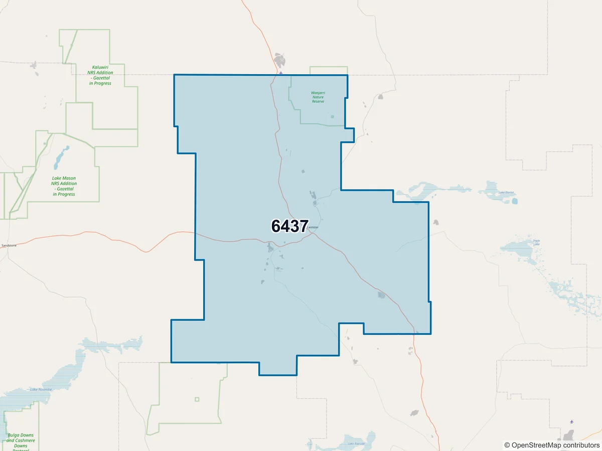 Map of postcode 6437 — Leinster, WA, Australia