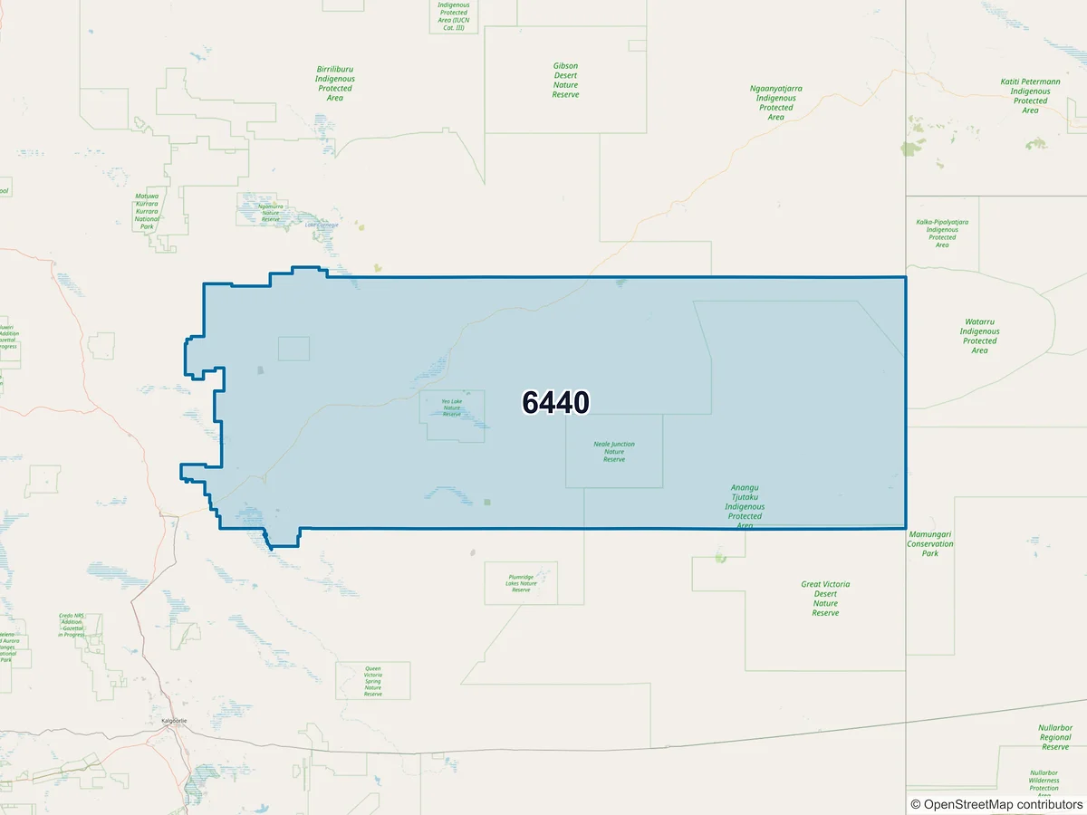 Map of postcode 6440 — Laverton, WA, Australia