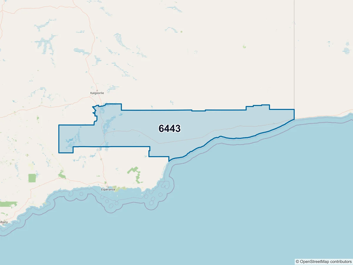 Map of postcode 6443 — Norseman, WA, Australia