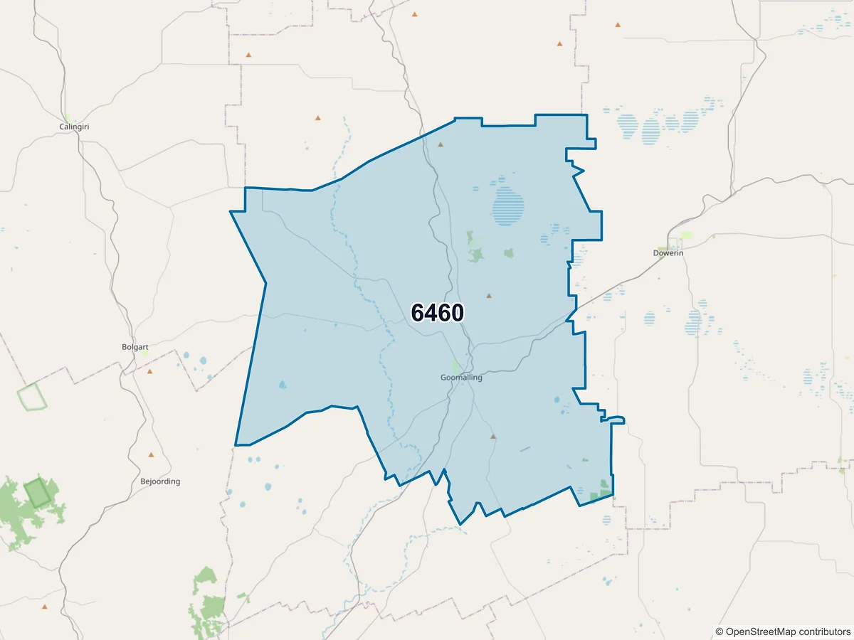 Map of postcode 6460 — Goomalling, WA, Australia