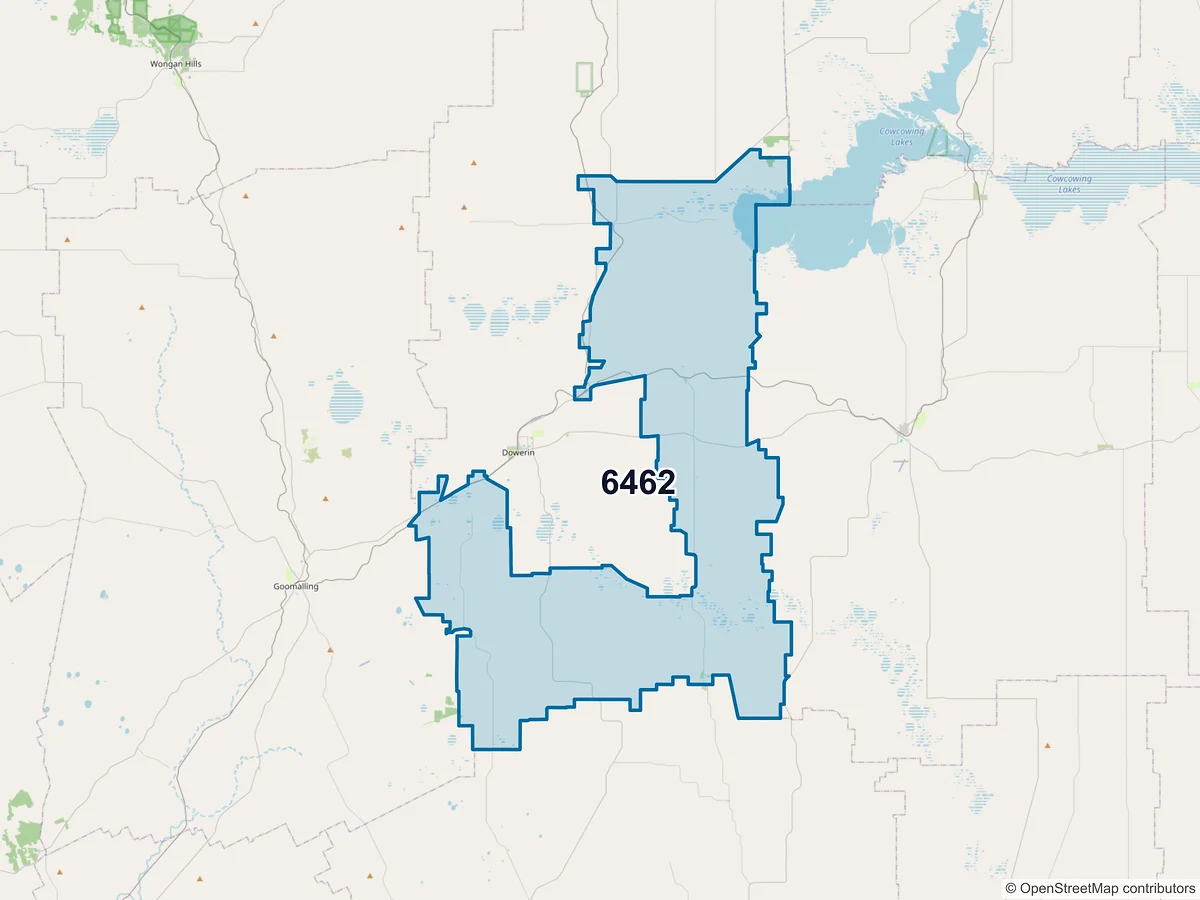 Map of postcode 6462 — Minnivale, WA, Australia