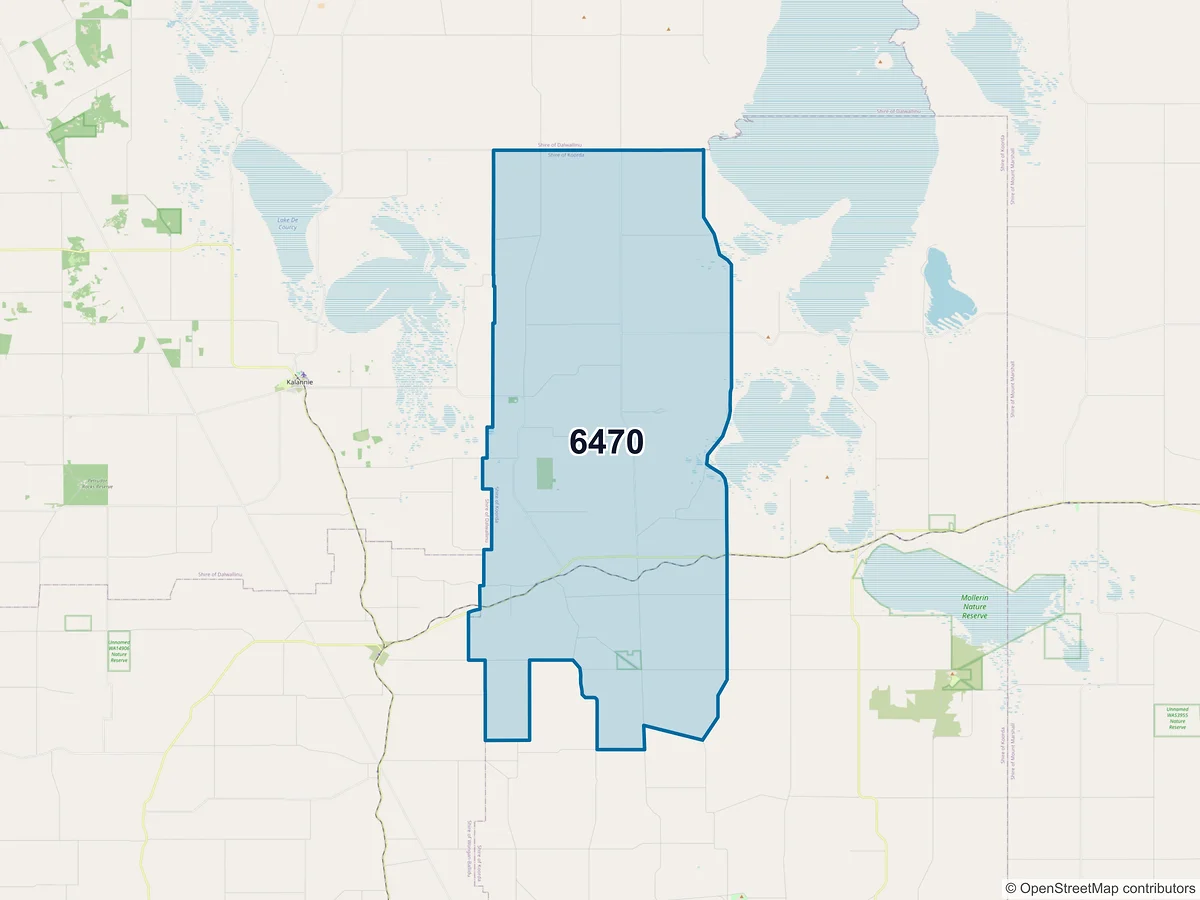 Map of postcode 6470 — Kulja, WA, Australia