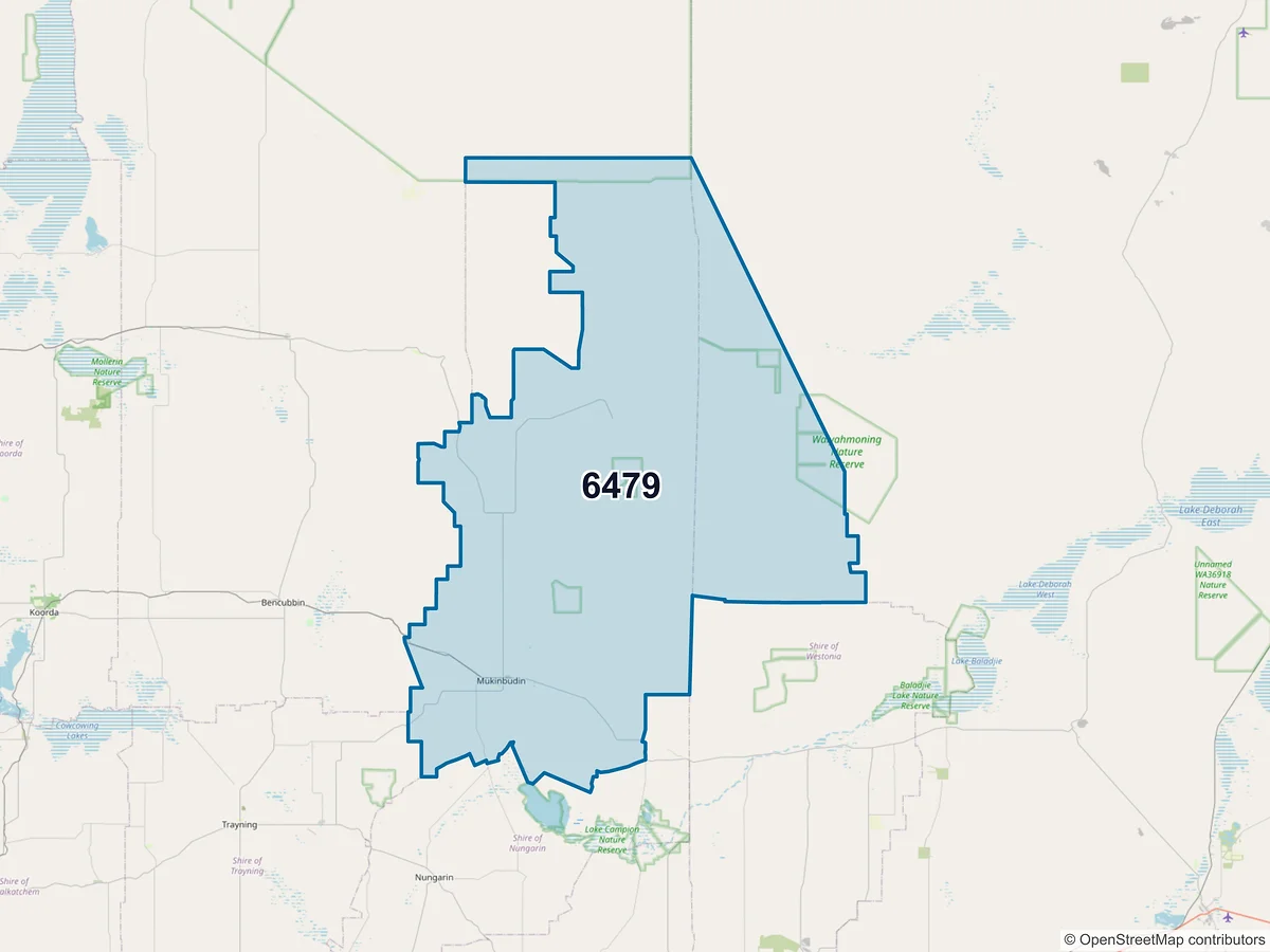 Map of postcode 6479 — Mukinbudin, WA, Australia