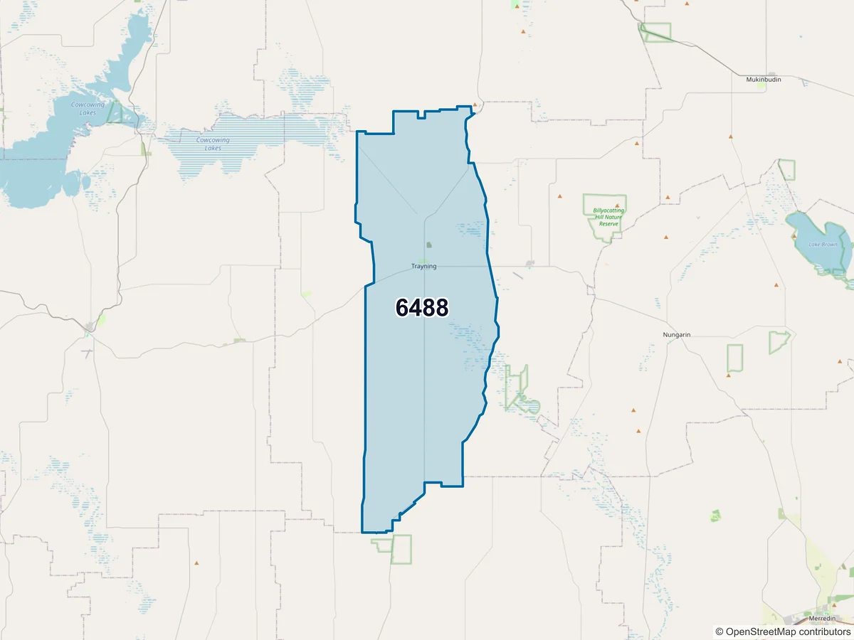 Map of postcode 6488 — Trayning, WA, Australia