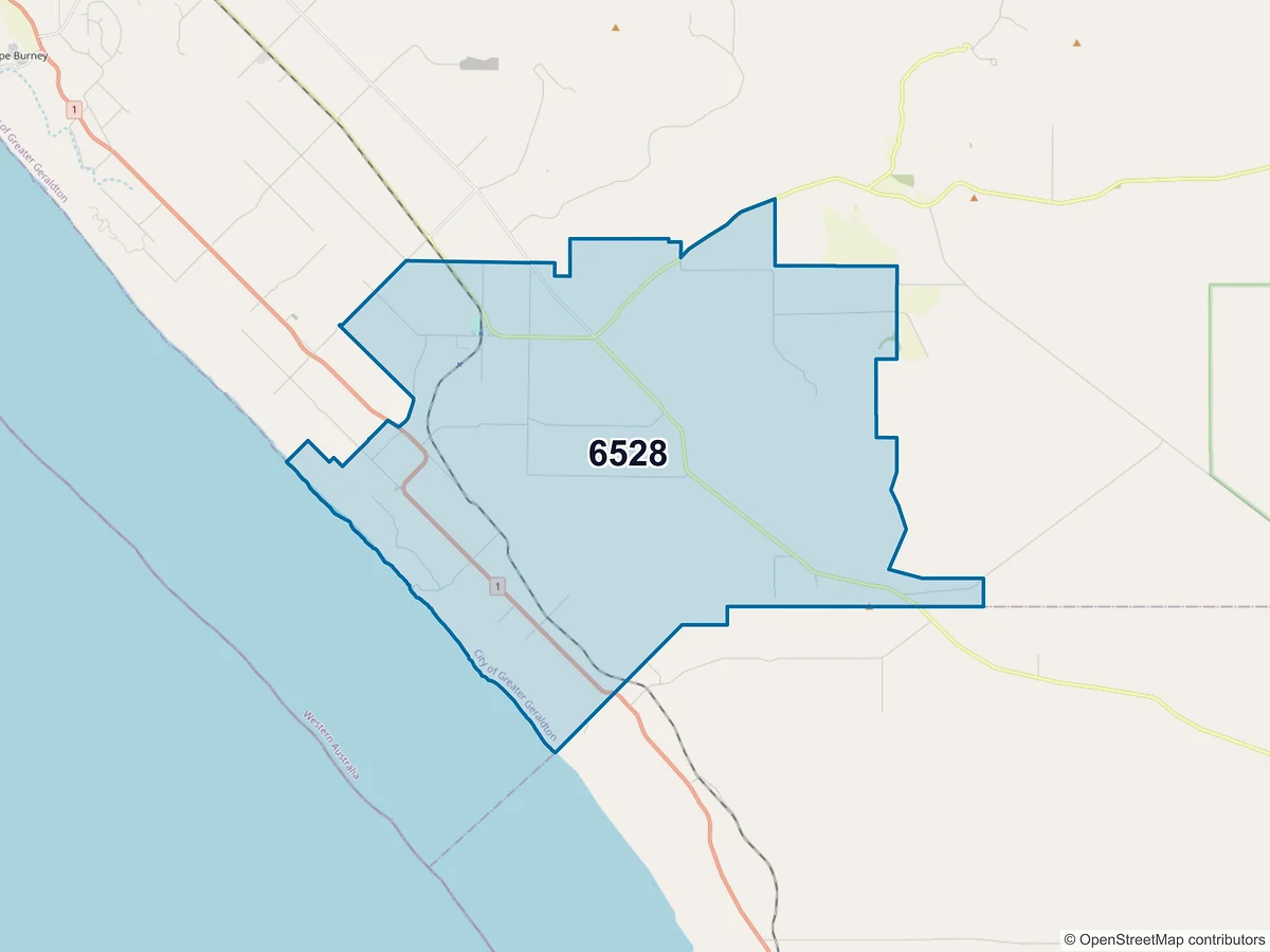 Map of postcode 6528 — Walkaway, WA, Australia