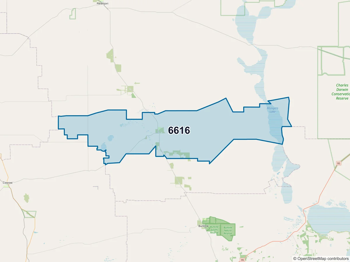 Map of postcode 6616 — Latham, WA, Australia