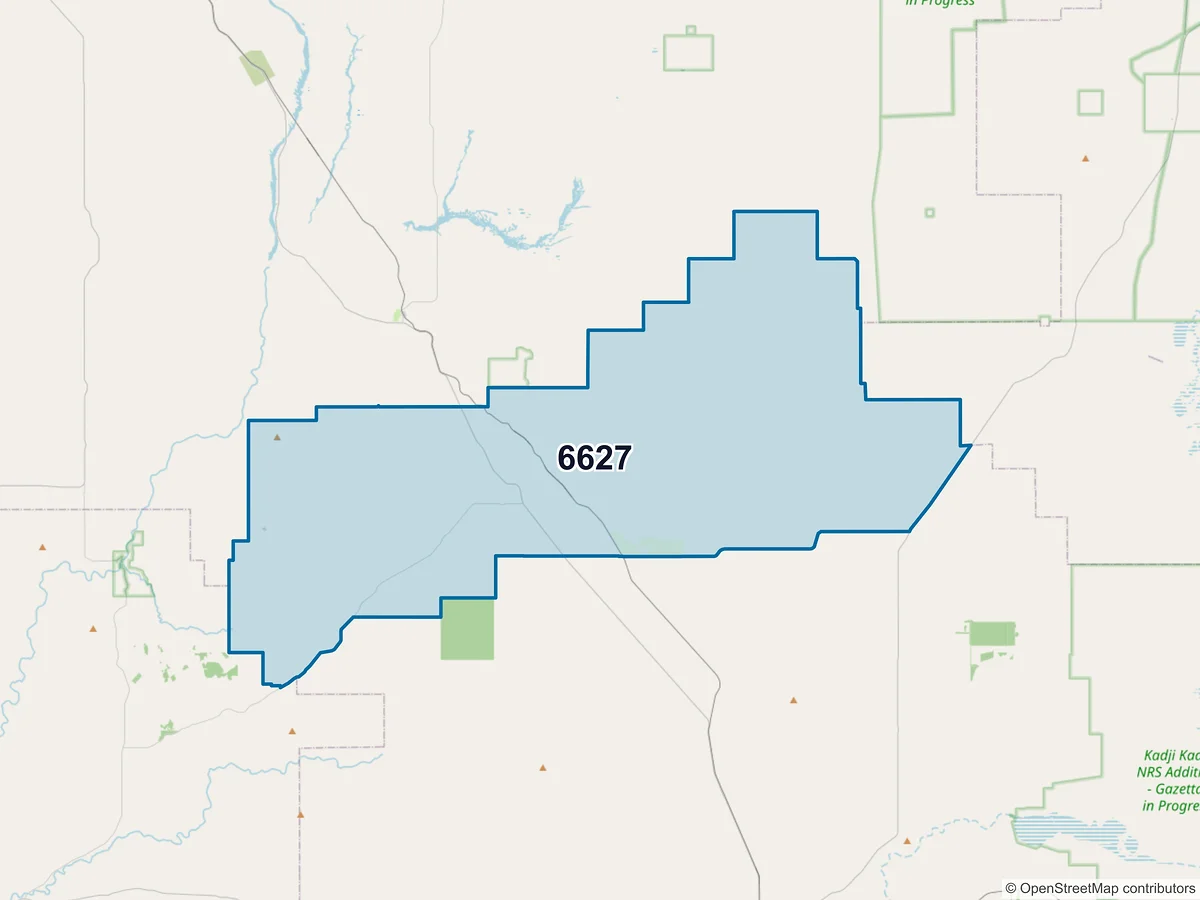 Map of postcode 6627 — Canna, WA, Australia