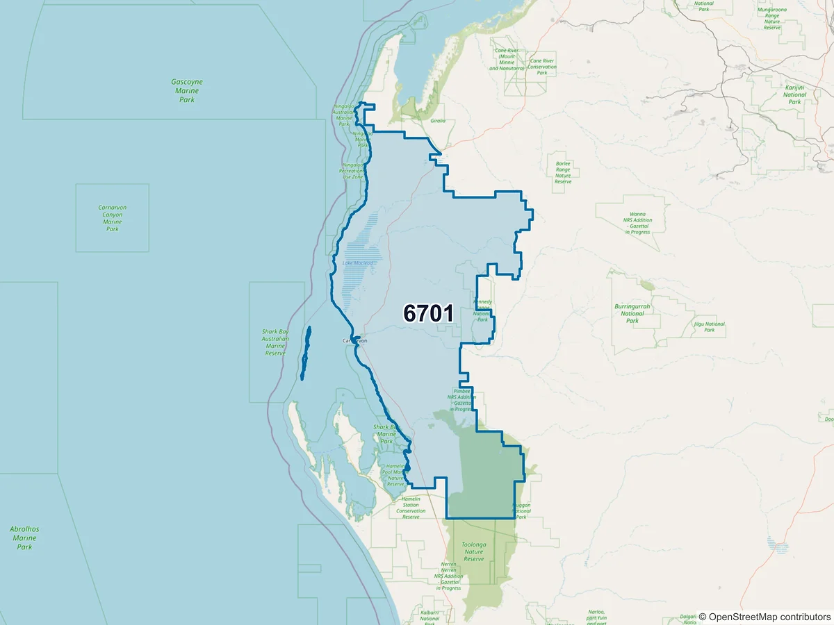 Map of postcode 6701 — Brockman, WA, Australia