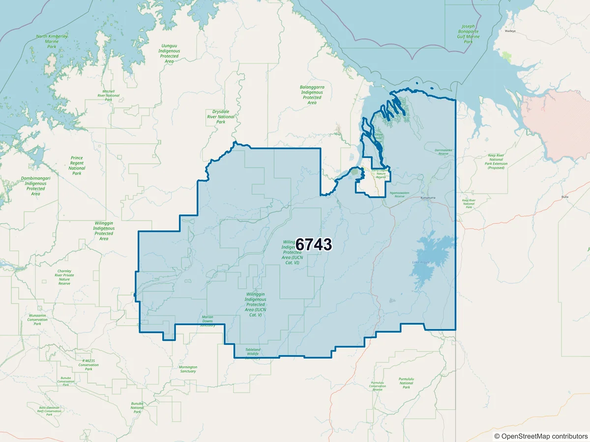 Map of postcode 6743 — Kununurra, WA, Australia