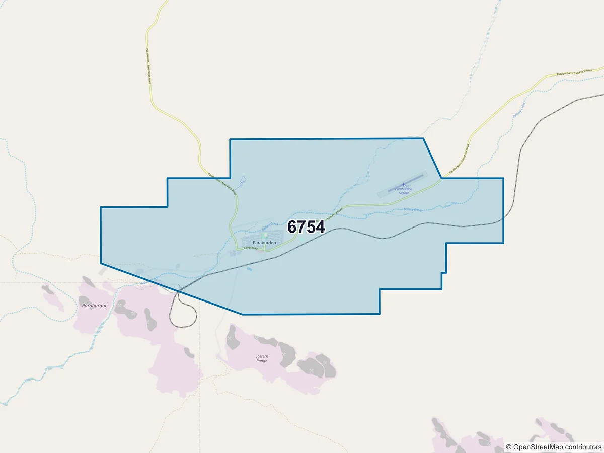 Map of postcode 6754 — Paraburdoo, WA, Australia