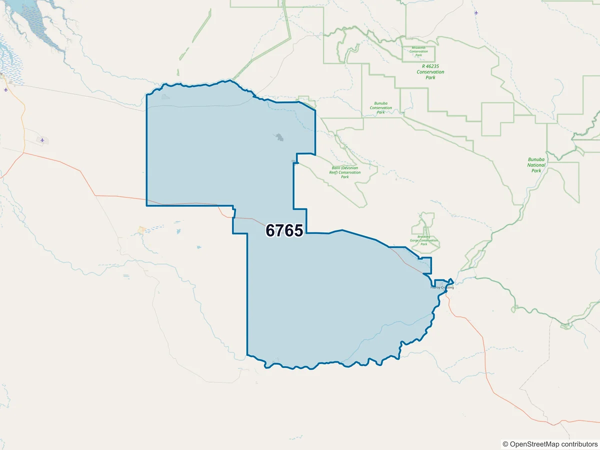 Map of postcode 6765 — Fitzroy Crossing, WA, Australia