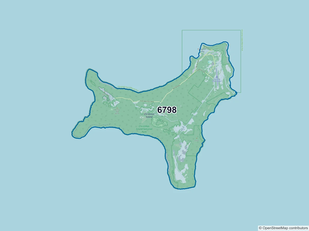 Map of postcode 6798 — Christmas Island, OT, Australia