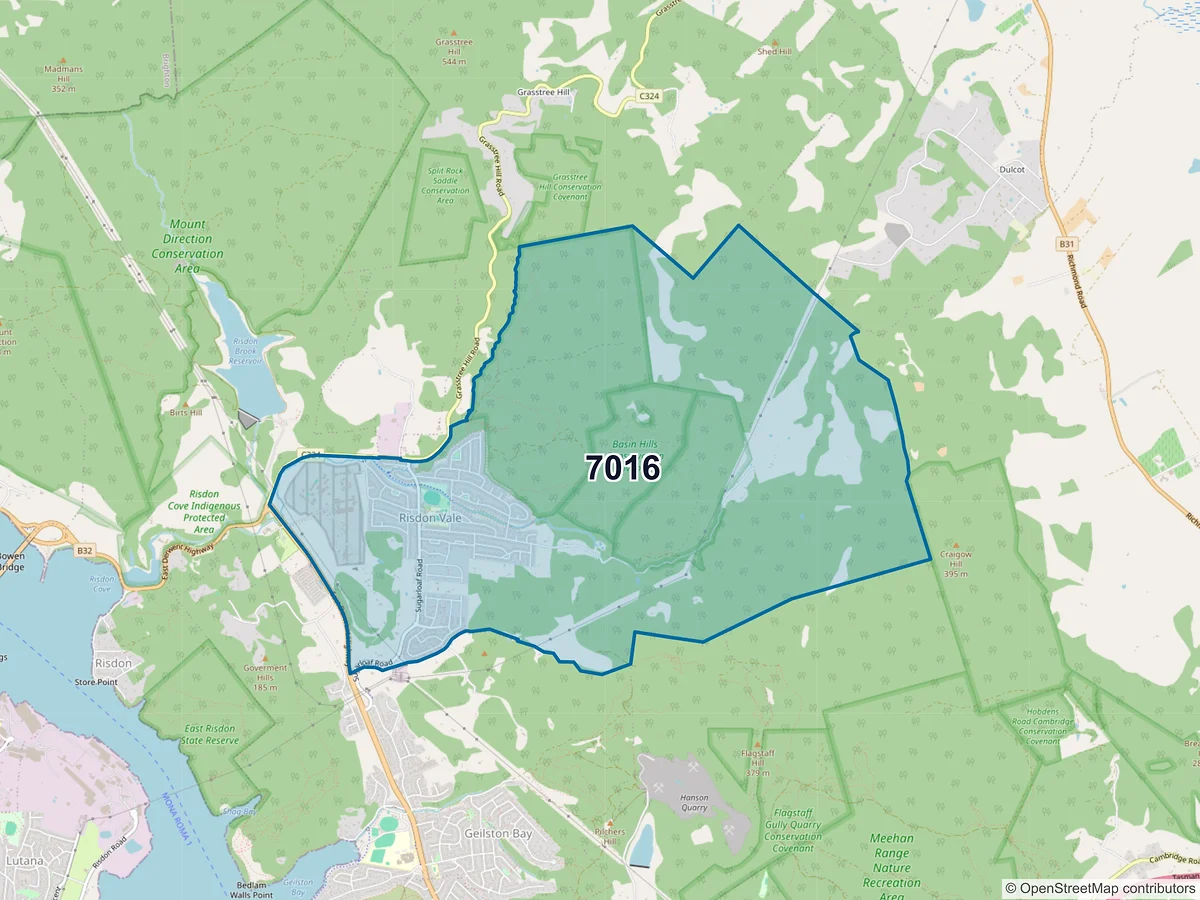 Map of postcode 7016 — Risdon Vale, TAS, Australia