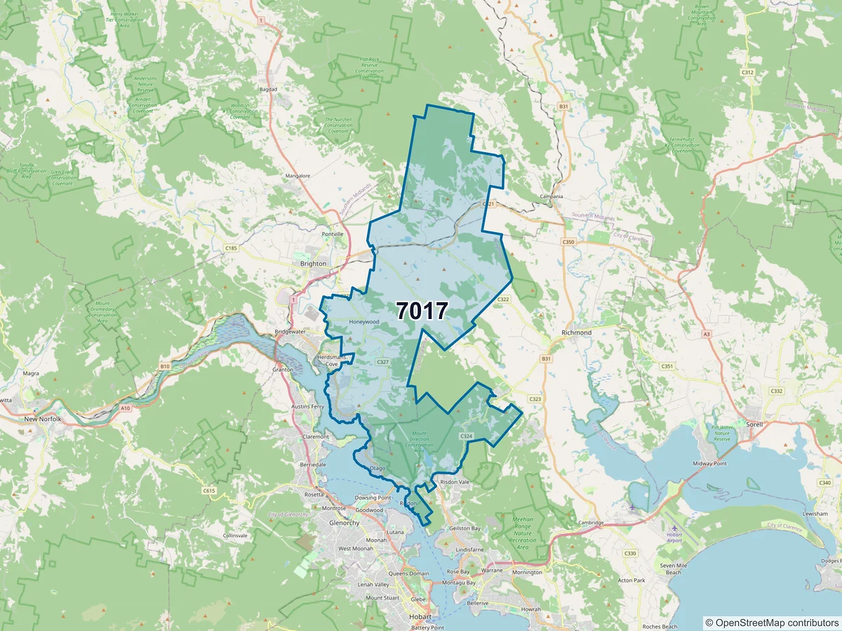 Map of postcode 7017 — Old Beach, TAS, Australia