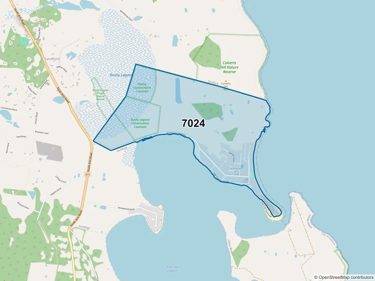 Map of postcode 7024 — Cremorne, TAS, Australia