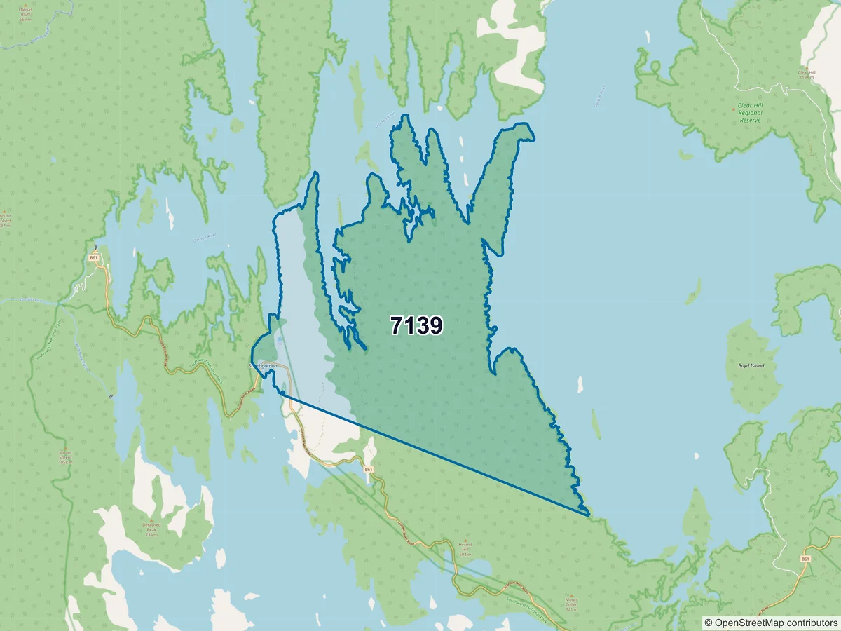 Map of postcode 7139 — Strathgordon, TAS, Australia