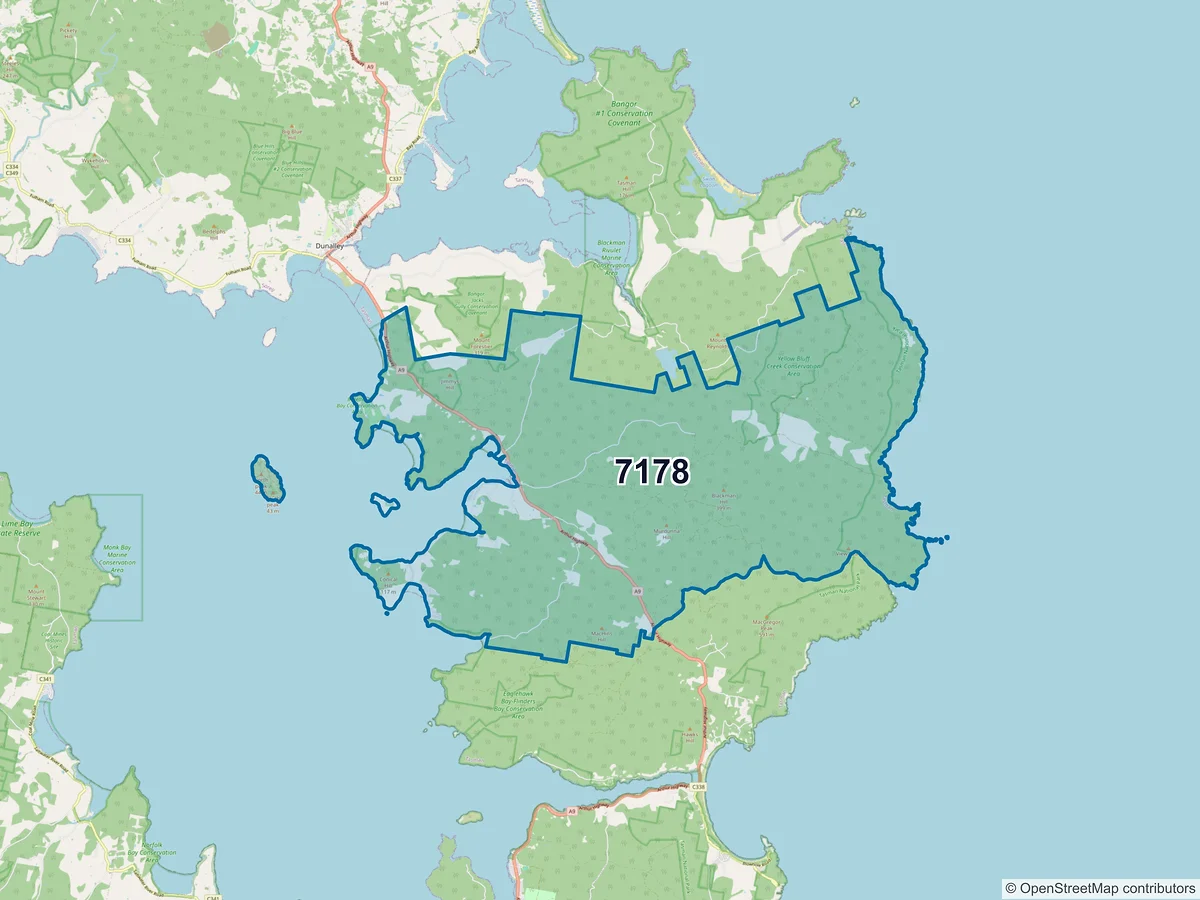 Map of postcode 7178 — Murdunna, TAS, Australia