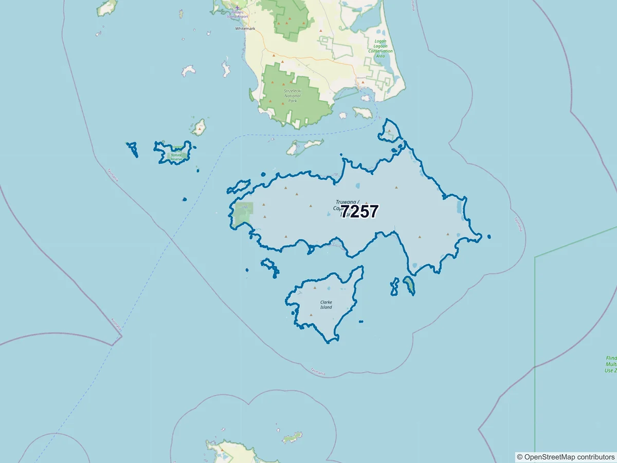 Map of postcode 7257 — Cape Barren Island, TAS, Australia