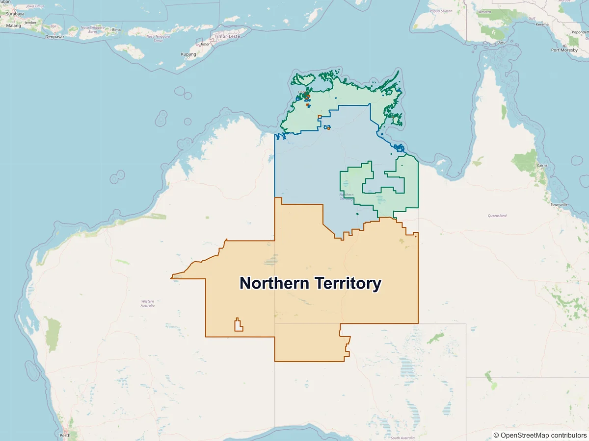 Postcode map of Northern Territory, Australia