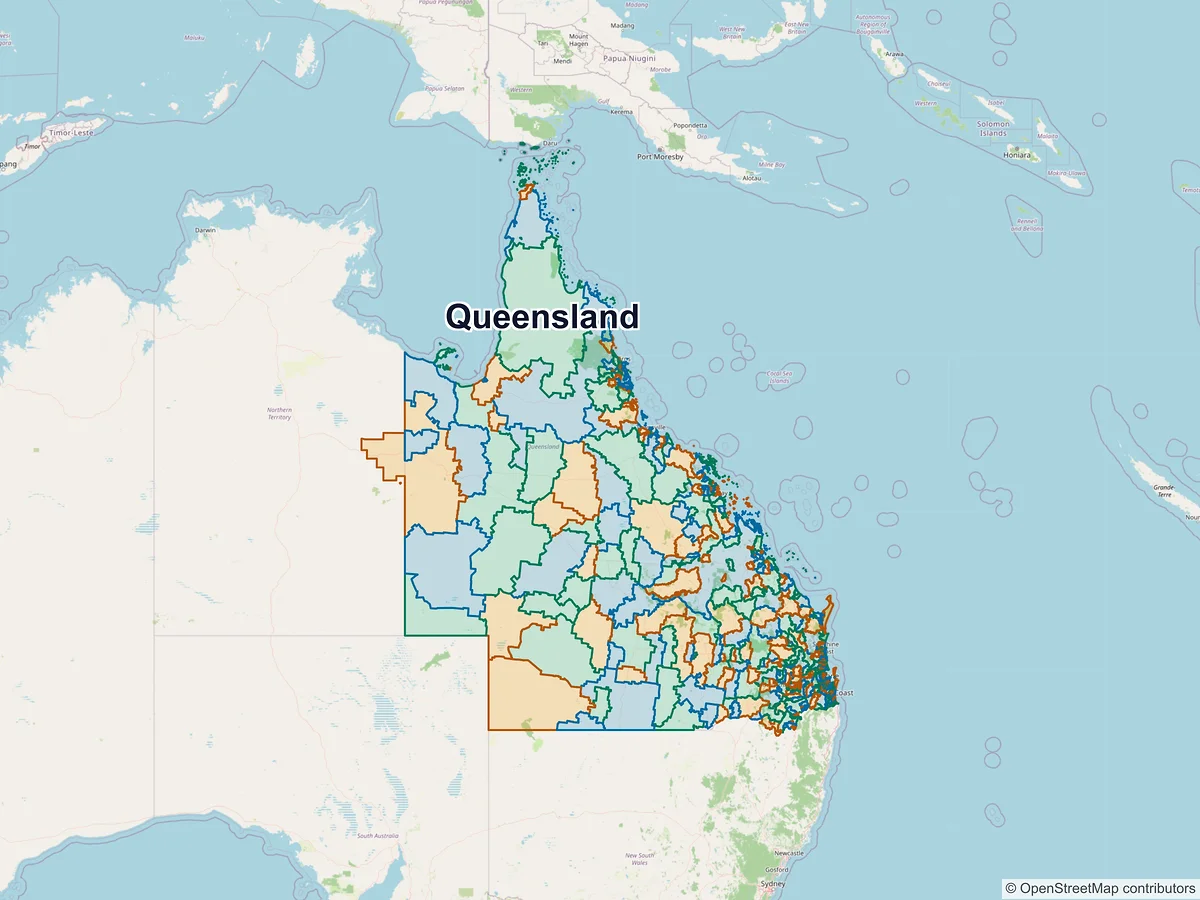 Postcode map of Queensland, Australia
