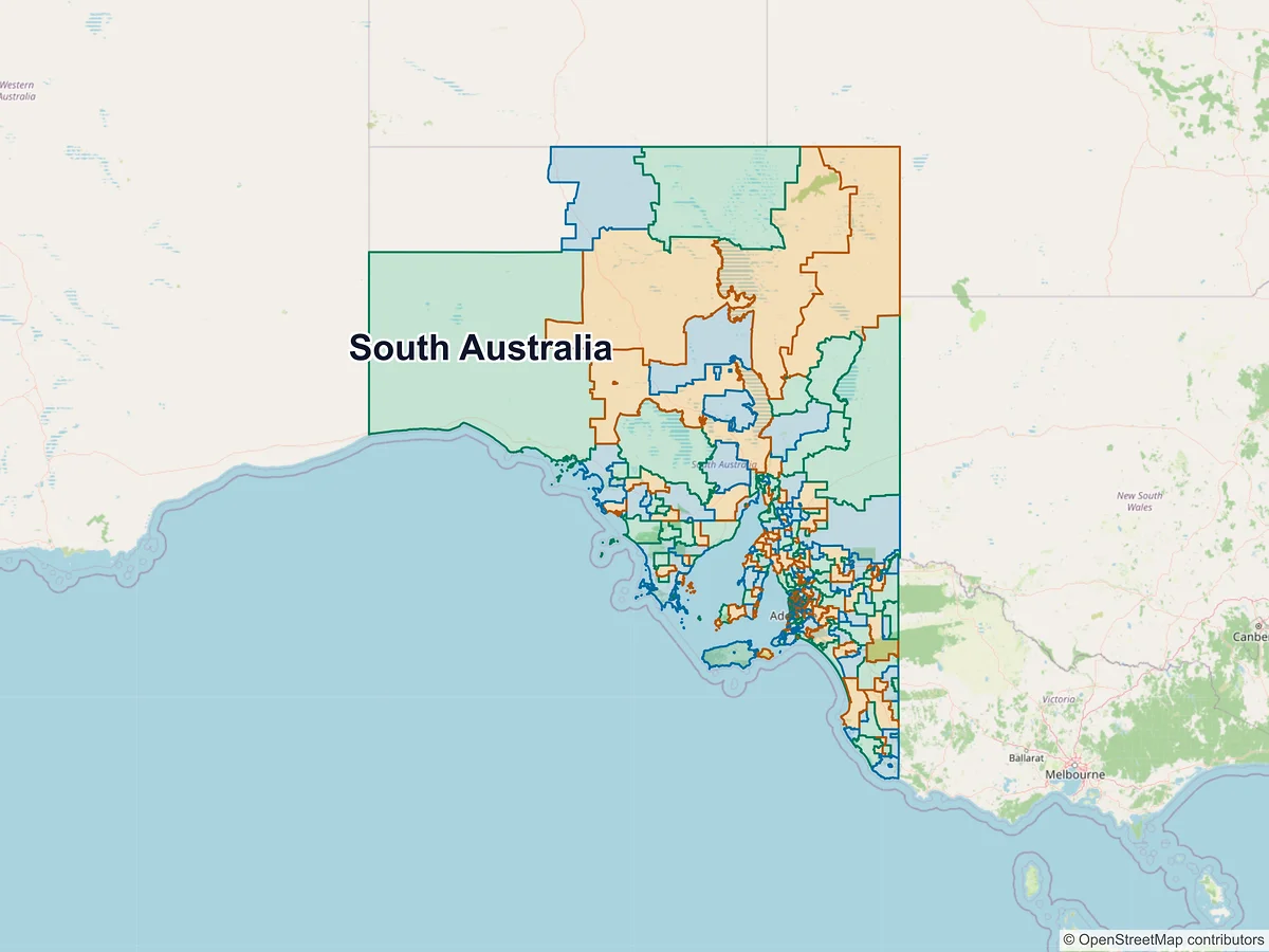 Postcode map of South Australia, Australia